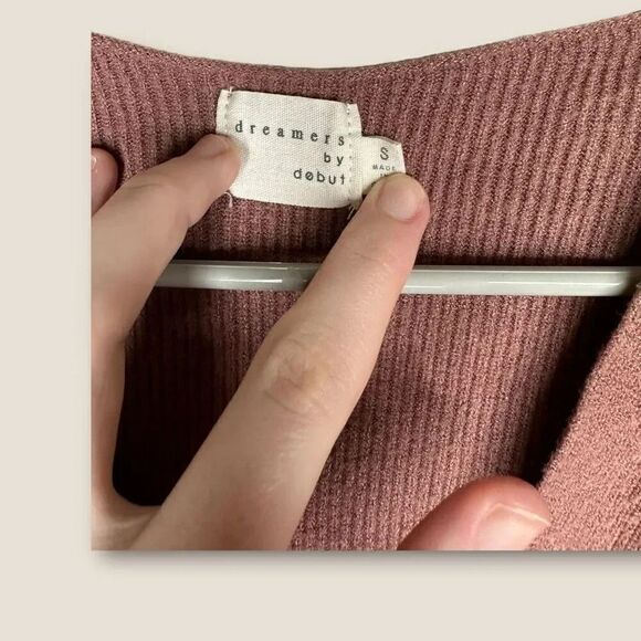 Dreamers by Debut Twist Crop Ribbed Long Sleeve Small - Picture 3 of 4